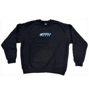 😎 NWOT Men’s KITH Black w/blue logo crewneck sweatshirt in size medium